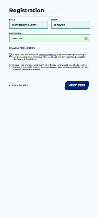 Processo di registrazione di Sportaza su smartphone Processo di registrazione di Sportaza su smartphone